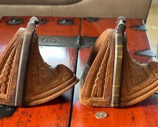 Chilean Huaso Stirrups Carved Wood Estribos COWBOY GAUCHO 7x5.75x8in HxWxD