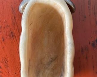 Italian Carved Stone & Cast Metal Elephant 6x4x12in HxWxD