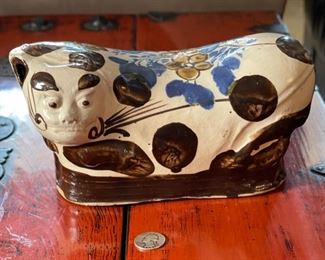 Antique Ceramic Chinese Beast Figurine 5x4x10in HxWxD