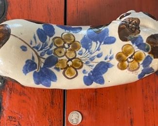 Antique Ceramic Chinese Beast Figurine 5x4x10in HxWxD