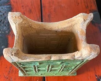 Antique Ming Dynasty Green Glazed Funerary Furniture Chest/Cabinet Chinese Cupboard 8x6x3in HxWxD