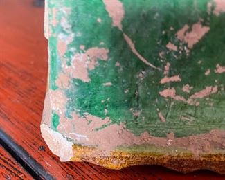 Antique Ming Dynasty Green Glazed Funerary Furniture Money Chest Chinese 4.5x5.5x3in HxWxD