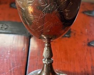 #1 Large Engraved Chalice Goblet Cup 10in H x 5.5in Diameter