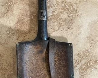 WWII Swiss Military Entrenching Shovel Tools with Leather Cover 22x7x2in HxWxD
