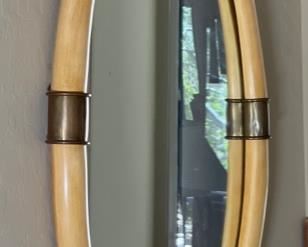 1970s Vintage Chapman Faux Elephant Tusk Mirror 42x28x3in HxWxD