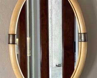 1970s Vintage Chapman Faux Elephant Tusk Mirror 42x28x3in HxWxD