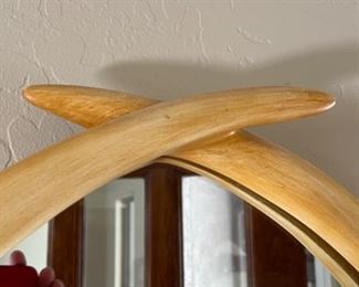 1970s Vintage Chapman Faux Elephant Tusk Mirror 42x28x3in HxWxD