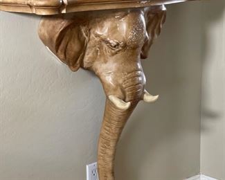 1970s Vintage Chapman Faux Elephant Wall Mounted Table Shelf 33x34x11in HxWxD