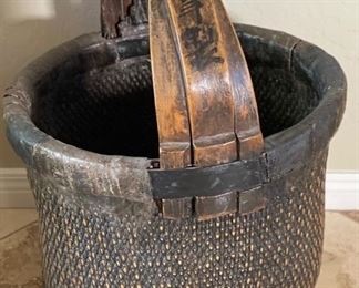 Chinese Wicker Rattan Decor Basket 24x17x15in HxWxD