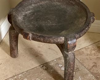 Primitive Hand Carved Wood Pedestal 11x16x16in HxWxD