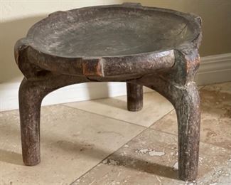 Primitive Hand Carved Wood Pedestal 11x16x16in HxWxD