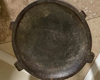 Primitive Hand Carved Wood Pedestal 11x16x16in HxWxD