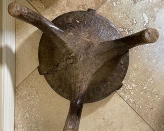 Primitive Hand Carved Wood Pedestal 11x16x16in HxWxD