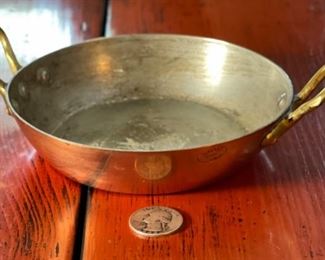 Harvard France Copper Tinned Double Handle Pan/Pot 1.5in H x 7.5x5.5in