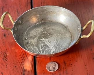 Harvard France Copper Tinned Double Handle Pan/Pot 1.5in H x 7.5x5.5in