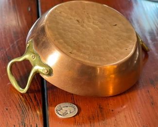 Harvard France Copper Tinned Double Handle Pan/Pot 1.5in H x 7.5x5.5in