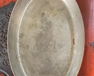 Vintage Copper Tinned Hammered Roasting Pan Villedieu Made in France Pot 2x18.25x10.25in
