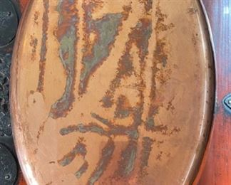 Vintage Copper Tinned Hammered Roasting Pan Villedieu Made in France Pot 2x18.25x10.25in