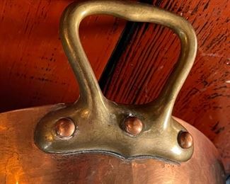 Vintage Copper Tinned Hammered Roasting Pan Villedieu Made in France Pot 2x18.25x10.25in