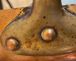 Vintage Copper Tinned 12in Saucepan Made in France Pot 1.75x12x22in