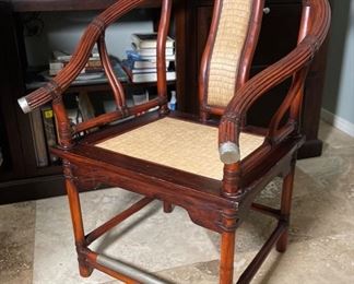 Asian Style Rattan Horseshoe Chair 76x28x28in