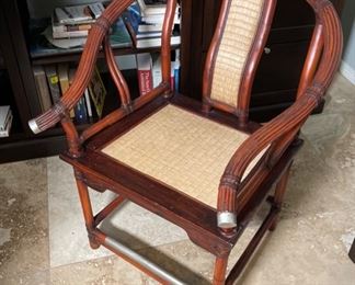 Asian Style Rattan Horseshoe Chair 76x28x28in