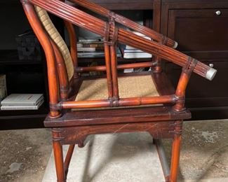 Asian Style Rattan Horseshoe Chair 76x28x28in