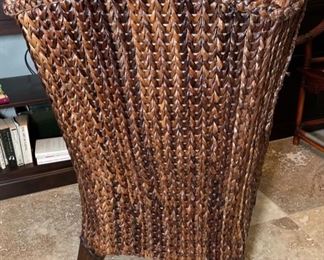 Pottery Barn Seagrass Wingback Chair w/ Ottoman Rattan Havana Dark 42x30x26in<BR>Ottoman: 13.5x22x22in HxWxD