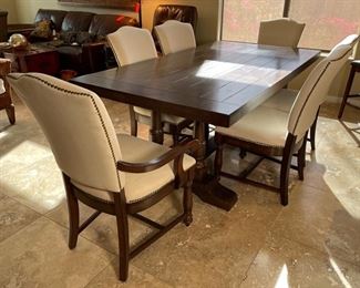 Riverside Trestle Table w/ 6 Chairs 30x42x80in HxWxD