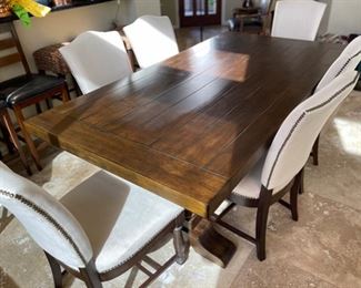 Riverside Trestle Table w/ 6 Chairs 30x42x80in HxWxD