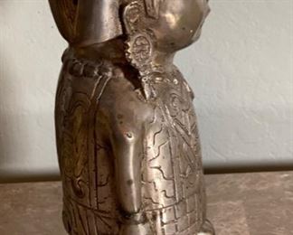 Primitive Chinese Cast Metal Sculpture Man 11x6x4.5in HxWxD