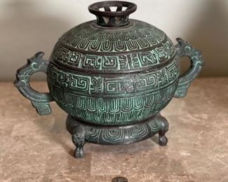 Chinese Style Ice Bucket Modern James Mont Style 10x13.5x9in HxWxD