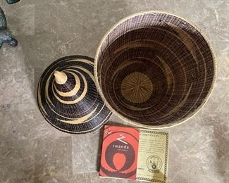 Rwanda Path to Peace Basket Genocide Survivor 13.5in H x 6.5in Diameter