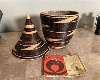 Rwanda Path to Peace Basket Genocide Survivor 13.5in H x 6.5in Diameter