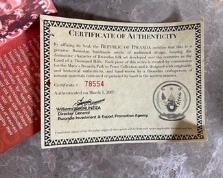 Rwanda Path to Peace Basket Genocide Survivor 13.5in H x 6.5in Diameter