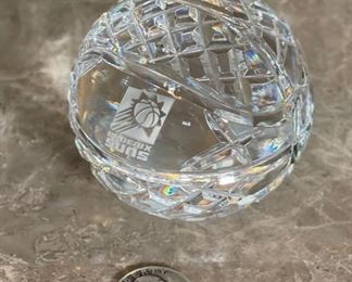Waterford Phoenix Suns Crystal Basketball Paperweight 3in Diameter