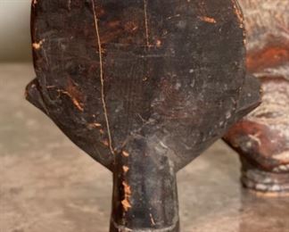 5pc Primitive Carved Wood Heads largest: 7x3.5x3in HxWxD