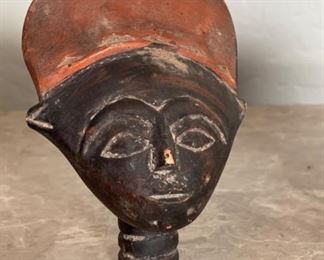 5pc Primitive Carved Wood Heads largest: 7x3.5x3in HxWxD