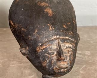 5pc Primitive Carved Wood Heads largest: 7x3.5x3in HxWxD