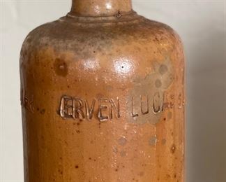 Antique Stoneware Bottle Erven Lucas Bols I Louisje Amsterdam 11.5in H x 3.25in Diameter