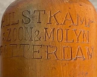 Antique Stoneware Bottle Hulstkamp & Zoon & Molyn Rotterdam 12in H x 3.25in Diameter