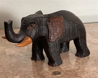 Hand Carved Wood Elephant 6.25x4.25x11.75in HxWxD