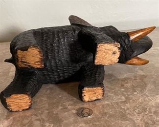 Hand Carved Wood Elephant 6.25x4.25x11.75in HxWxD