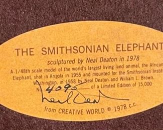 1978 Norman Neil Deaton Elephant Smithsonian 4.5x4x7in