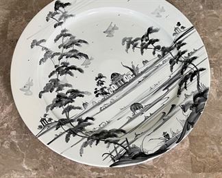 DEBORAH SEARS Palladian Pattern Isis Ceramics 16” Plate Black & White 1.75in H x 16in Diameter