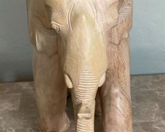 Lg Hand Carved Wood Elephant 12x7x13in HxWxD