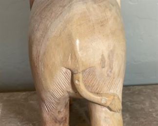 Lg Hand Carved Wood Elephant 12x7x13in HxWxD