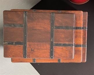 3pc Wood Suitcase Decor Largest 6.5x16.5x13in HxWxD