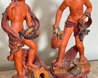 *Original* 2pc Susi Singer Ceramics Girl & Boy Pair Terracotta 20.5x8x8in HxWxD