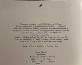 *Singed* Martha Stewart Entertaining 1st Edition Book 10.25x10.25in